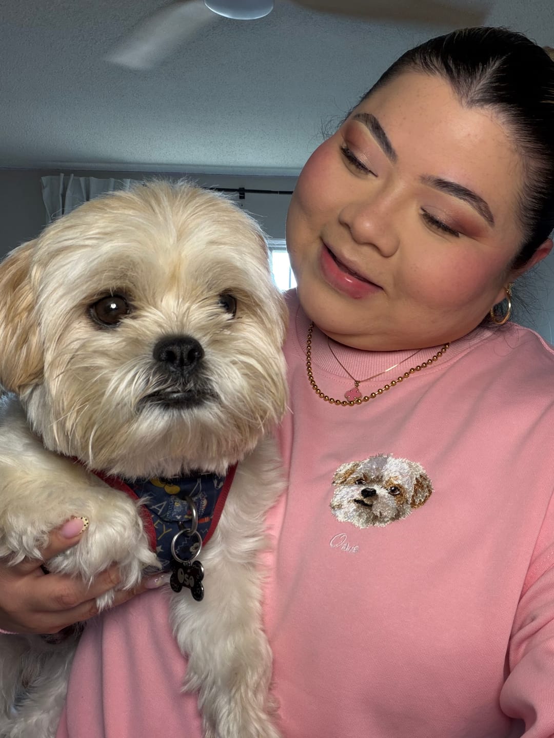 Customer photo review of Custom Full-Color Embroidered Pet Portrait Hoodie