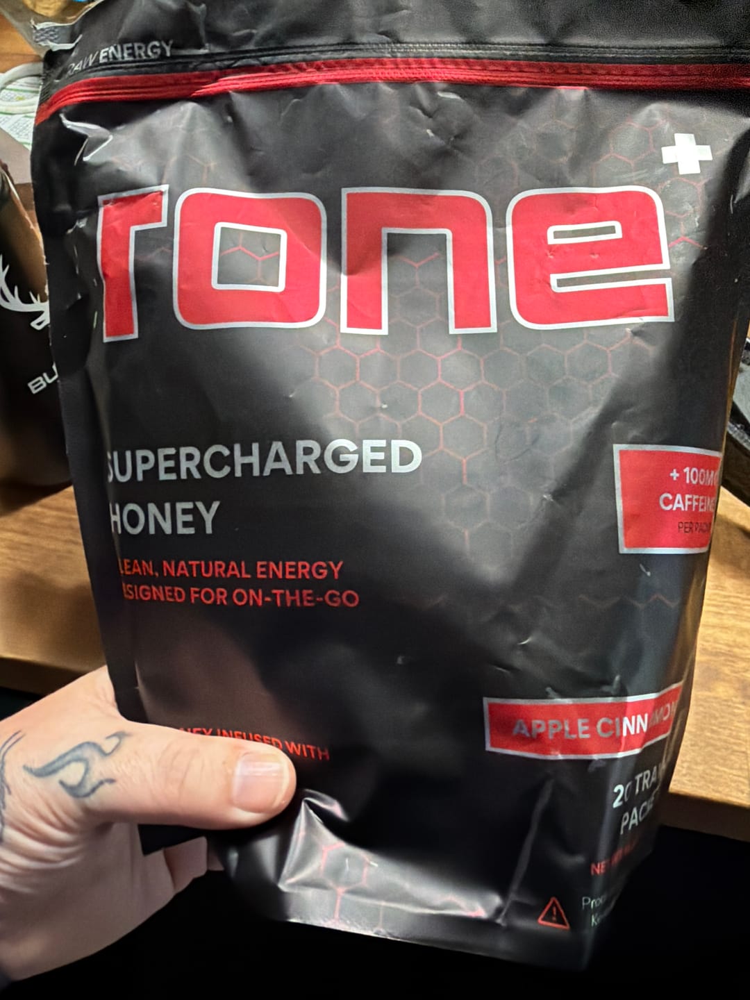 Customer photo review of 100mg Caffeine - Apple Cinnamon - SuperCharged Honey (20-Pack)