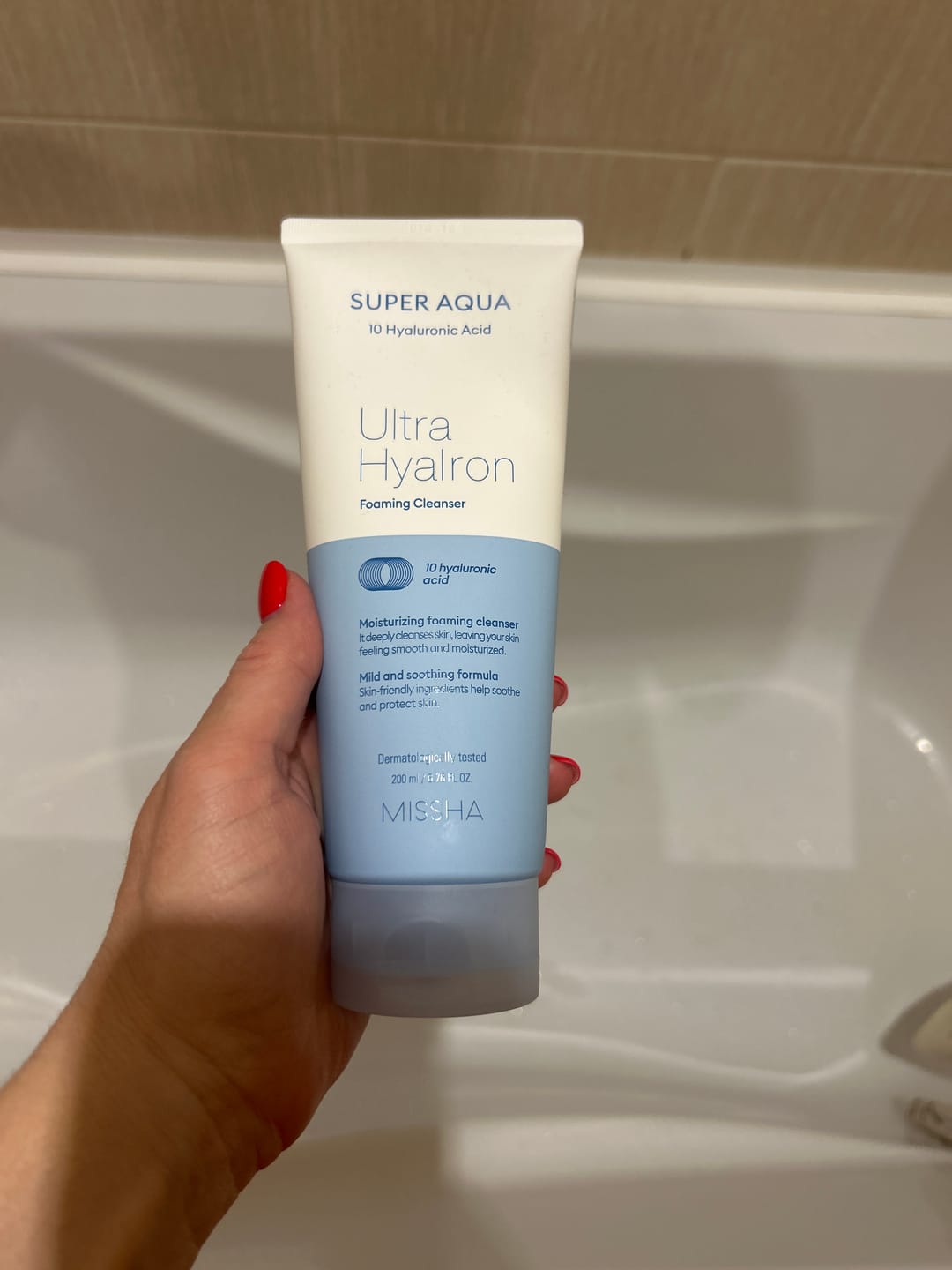 Customer photo review of Putas sejas attīrīšanai ar hialuronskābi MISSHA Super Aqua Ultra Hyalron Foaming Cleanser