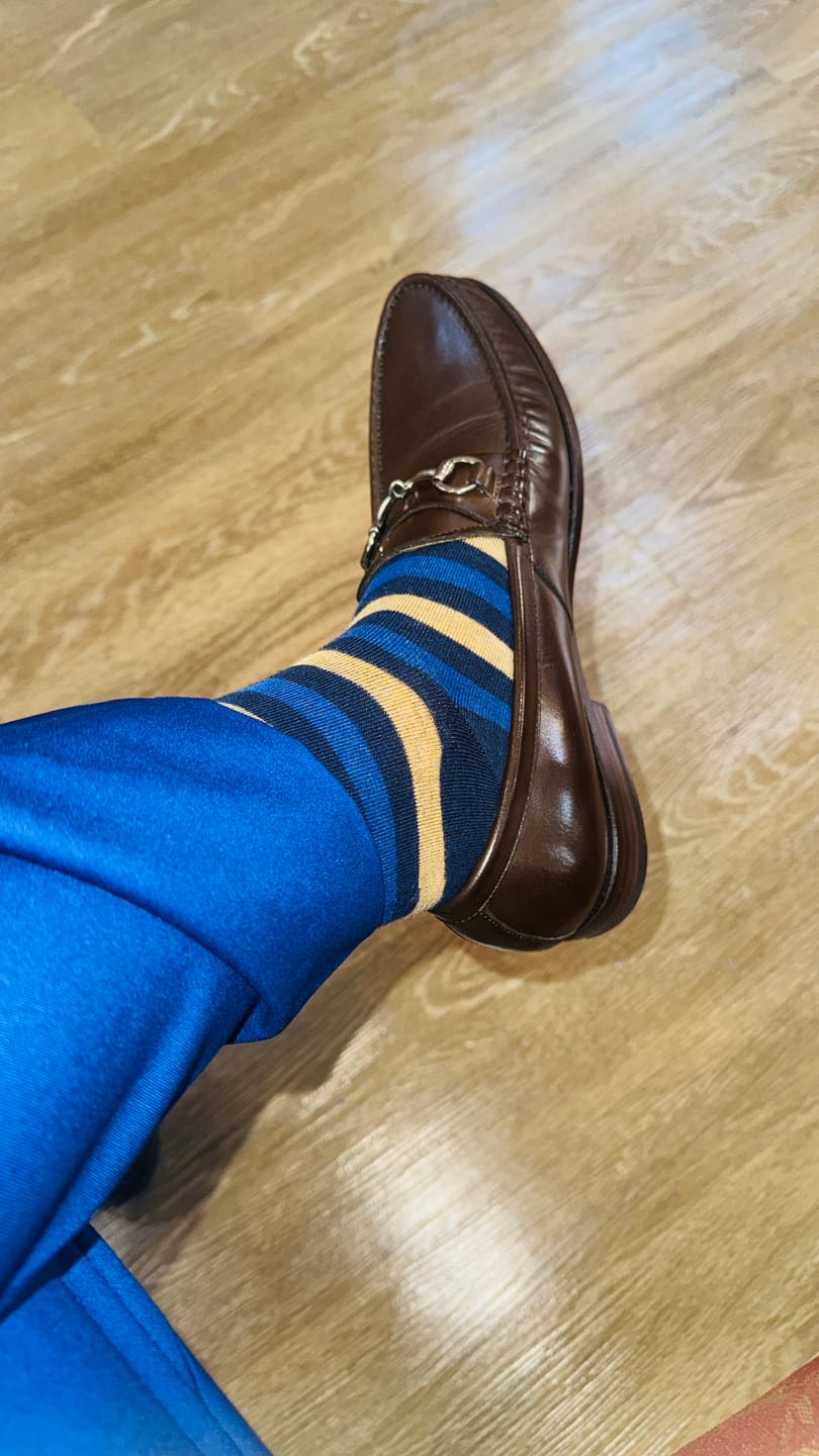 Customer photo review of The Langfords - A Navy, Royal, and Honey Striped Sock