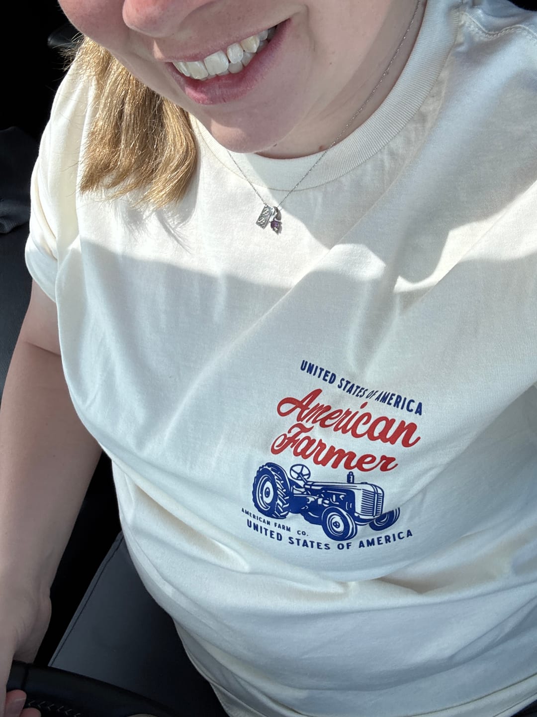 Customer photo review of USA American Farmer' Tractor Ivory Tee
