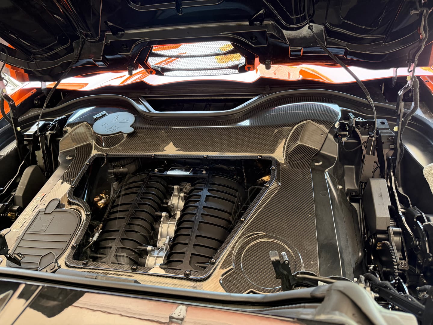 Customer photo review of Corvette C8 HTC DRY Carbon Fiber Engine Bay Panel Cover