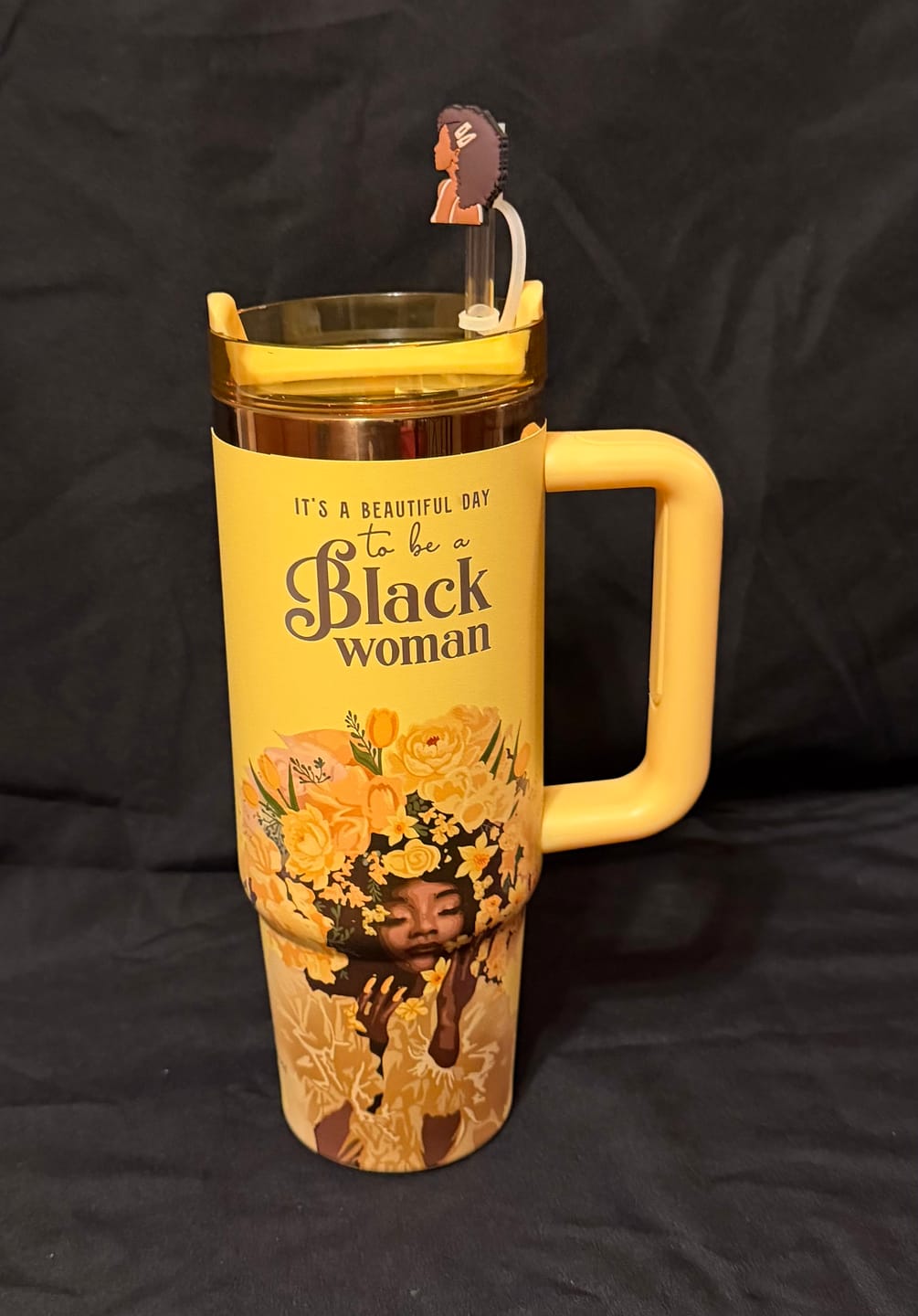 Customer photo review of Daffodil “Royalty Blossomed” Insulated Tumbler – "It’s a Beautiful Day to be a Black Woman"