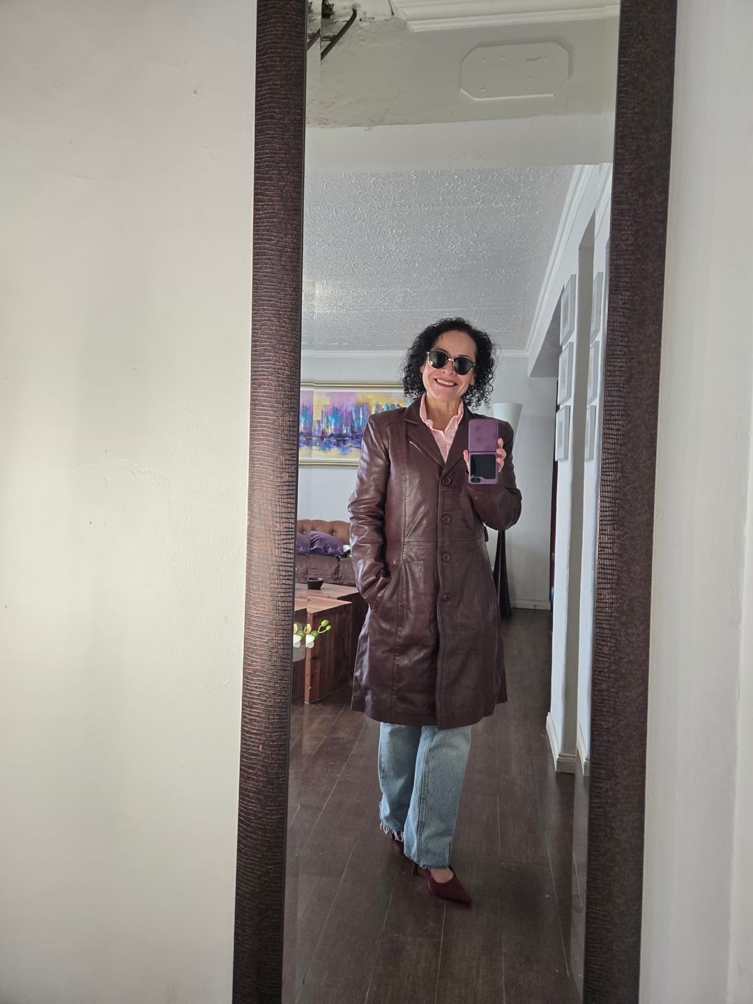 Customer photo review of Trench Dionisia Burgundy