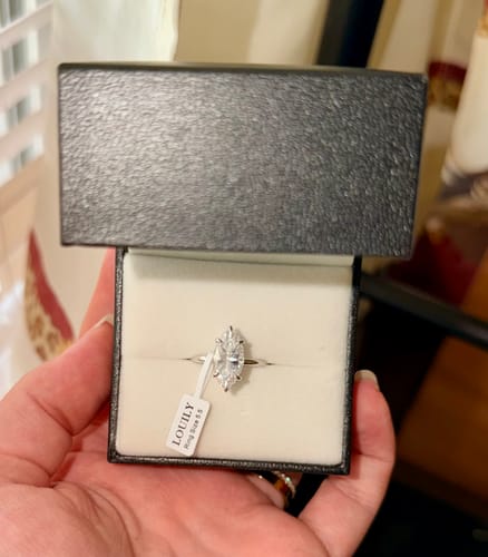 Customer photo review of Moissanite 1.0~3.0 Ct Marquise Cut Solitaire White Gold/Yellow Gold Promise Ring For Women