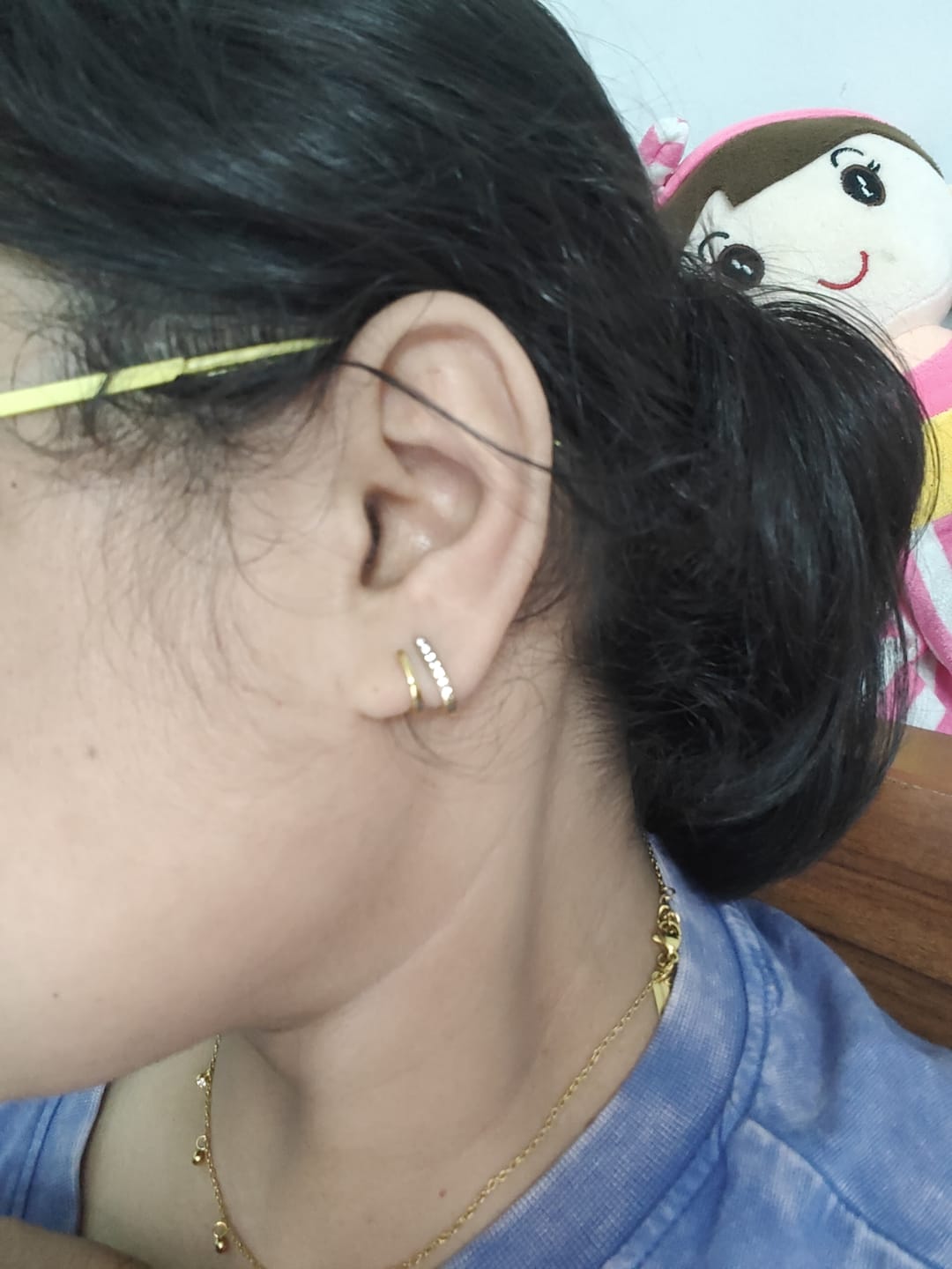 Customer photo review of Crystal Curve Earrings