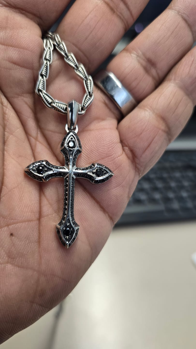 Customer photo review of Diamond Cross Pendant