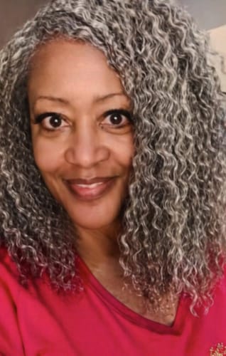 Customer photo review of Luvwin 5x5 Deep Curly Salt And Pepper Glueless Gray Color Pre-Cut Lace Bob Wig