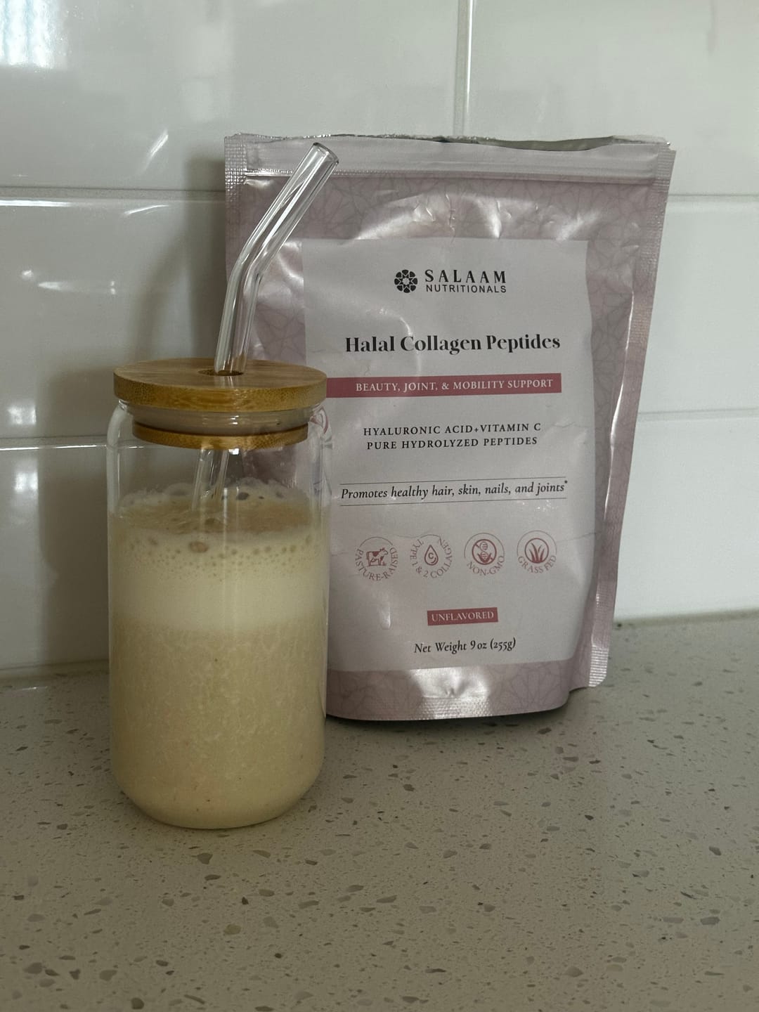 Customer photo review of Pure Halal Collagen Hydrolyzed Peptides Type 1 & 3 Powder - With Vitamin C & Hyaluronic Acid | Salaam Nutritionals
