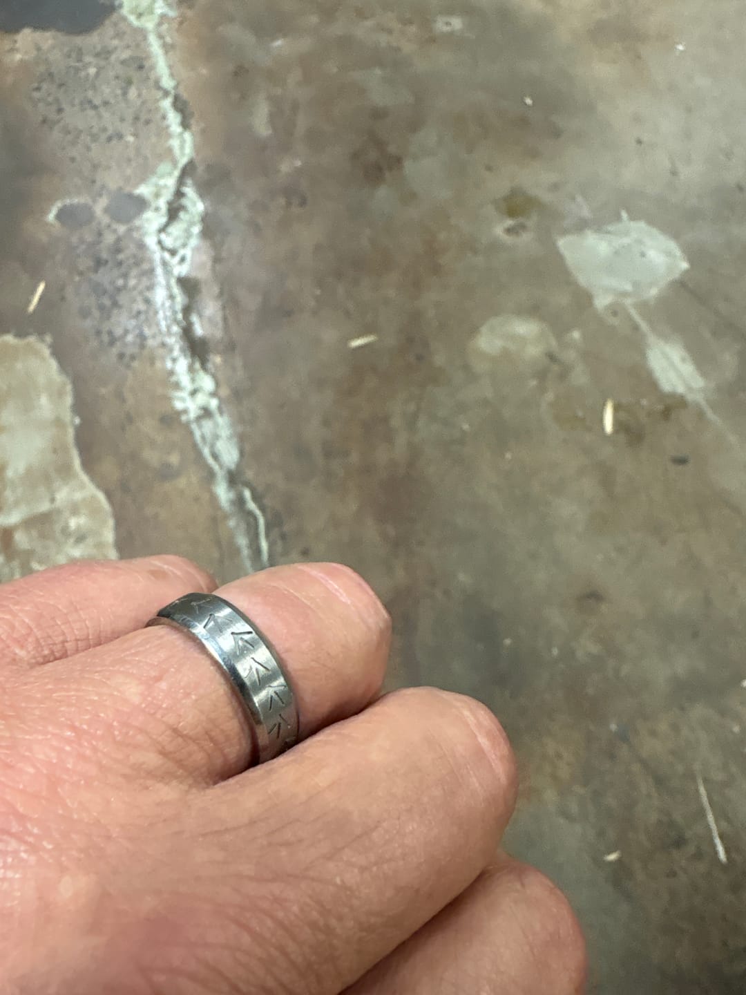Customer photo review of Turkey Track Ring - Titanium 7mm