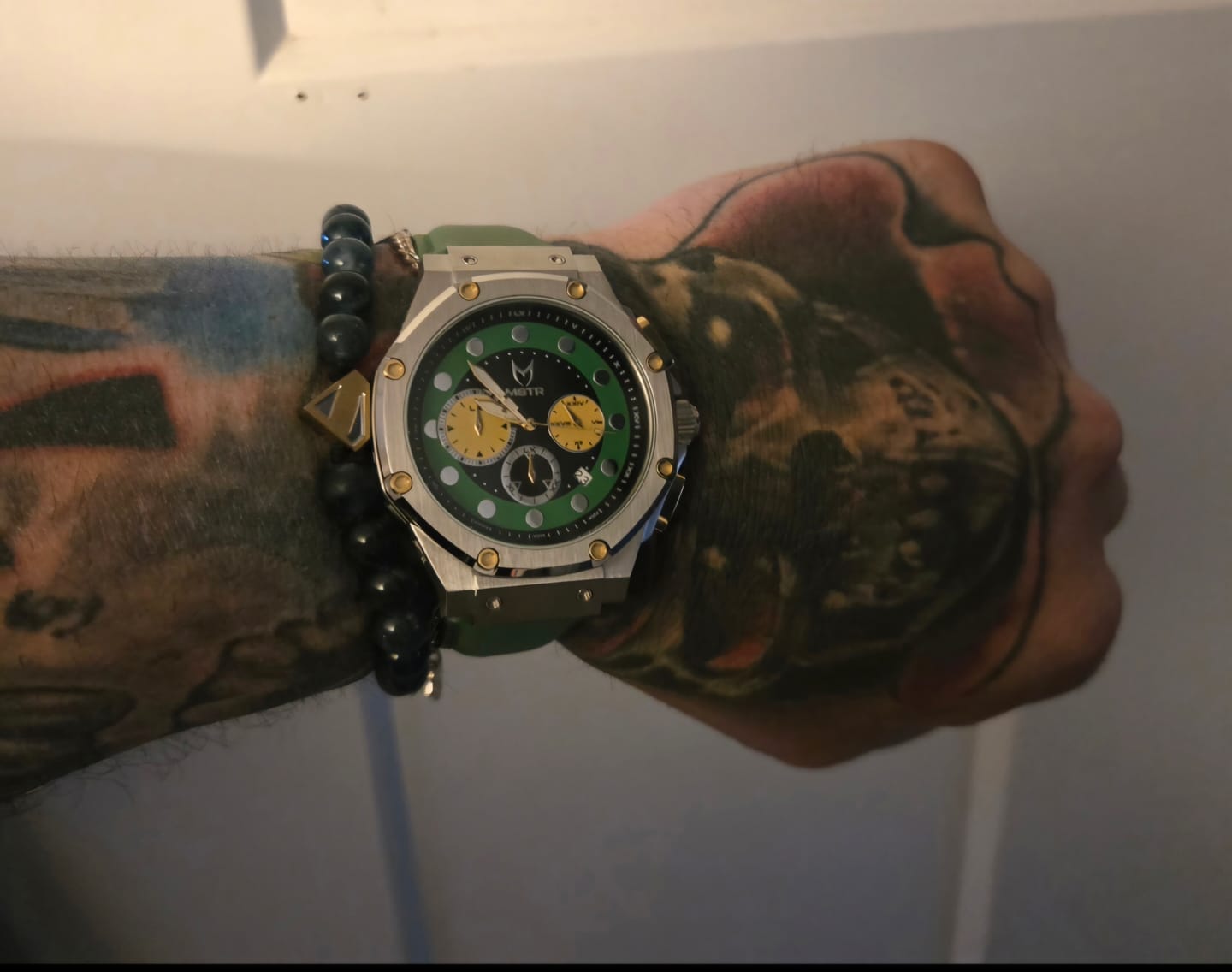 Customer photo review of AM1055SS - AMBASSADOR SILVER / DOOM GREEN WATCH