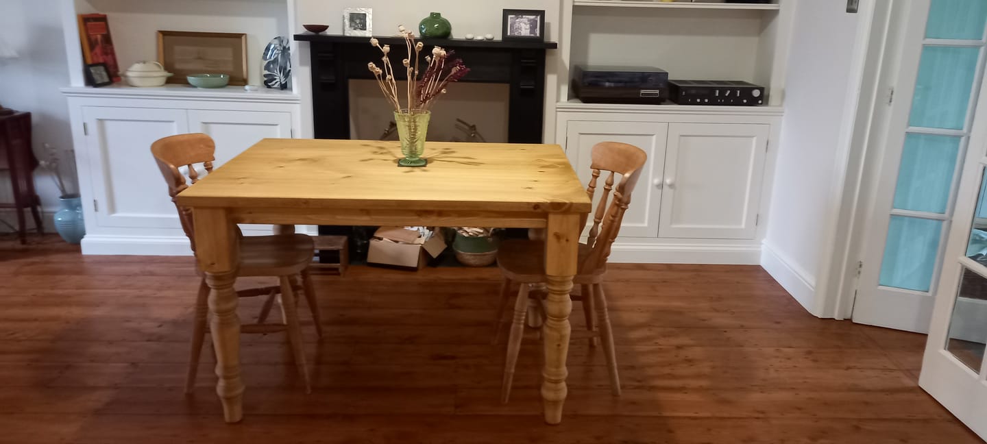 Customer photo review of Farmhouse Dining Table Oiled base