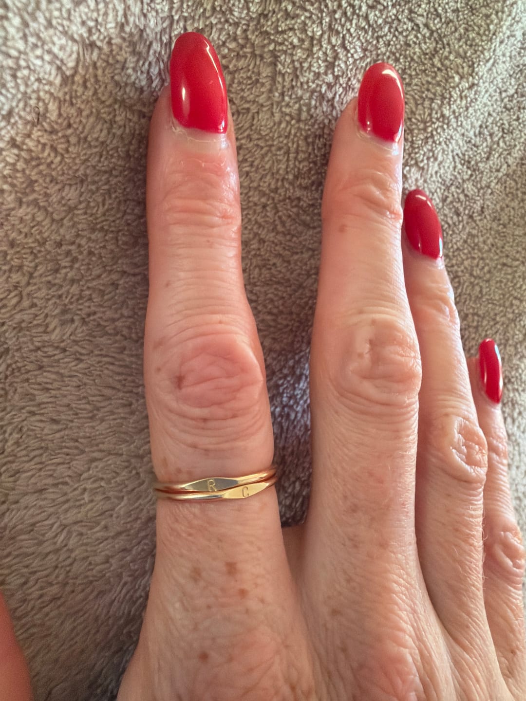 Customer photo review of 14K Gold Tiny Signet Ring