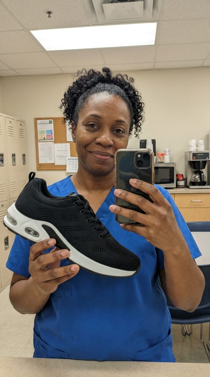 Customer photo review of Orthora™ Pro — 12-Hour Shift Shoes for All-Day Foot, Knee & Back Pain Relief