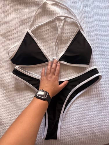 Customer photo review of CARSON Black & White Cheeky Bikini Bottom