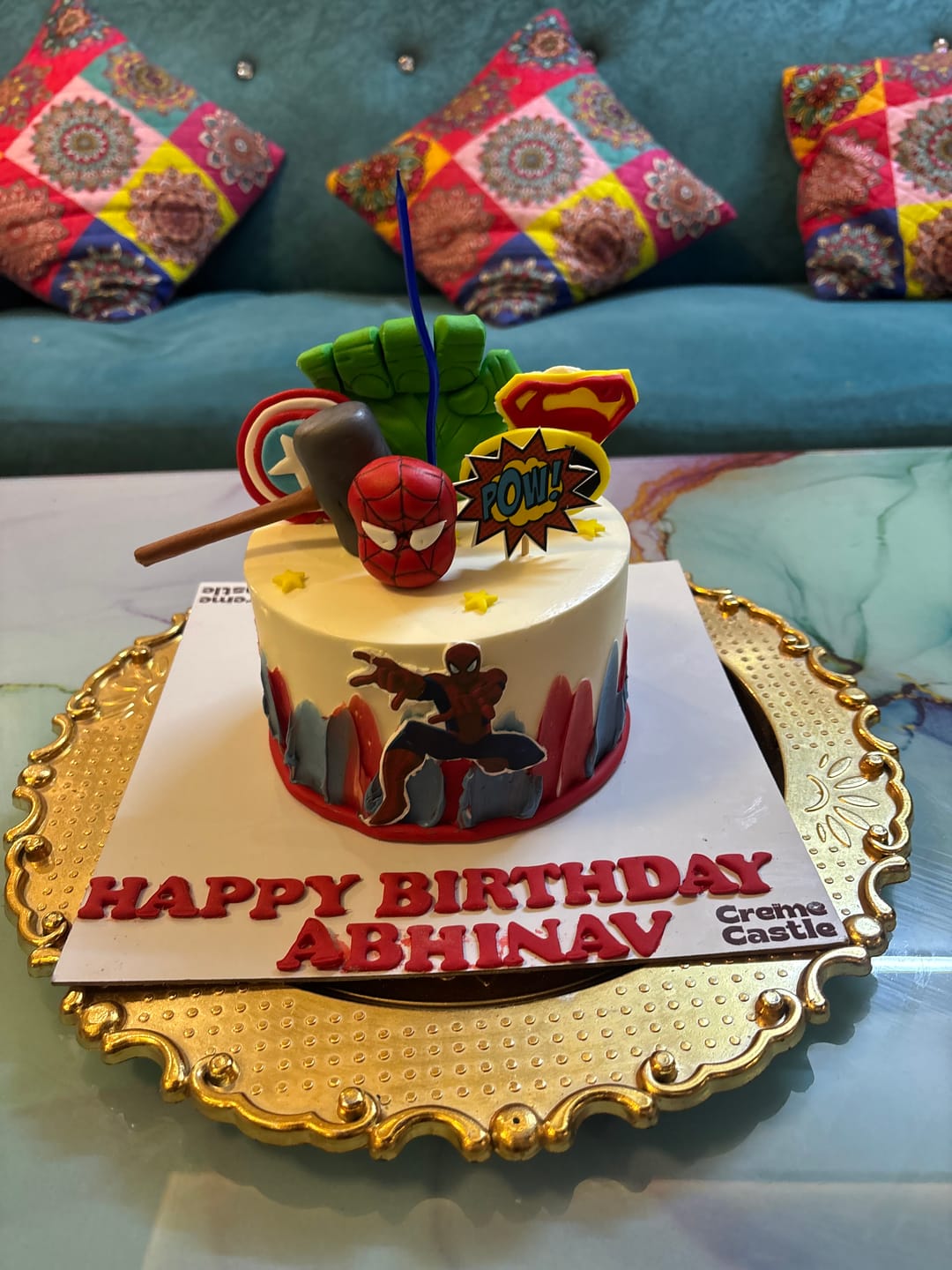 Customer photo review of Spiderman Cityscape Cake