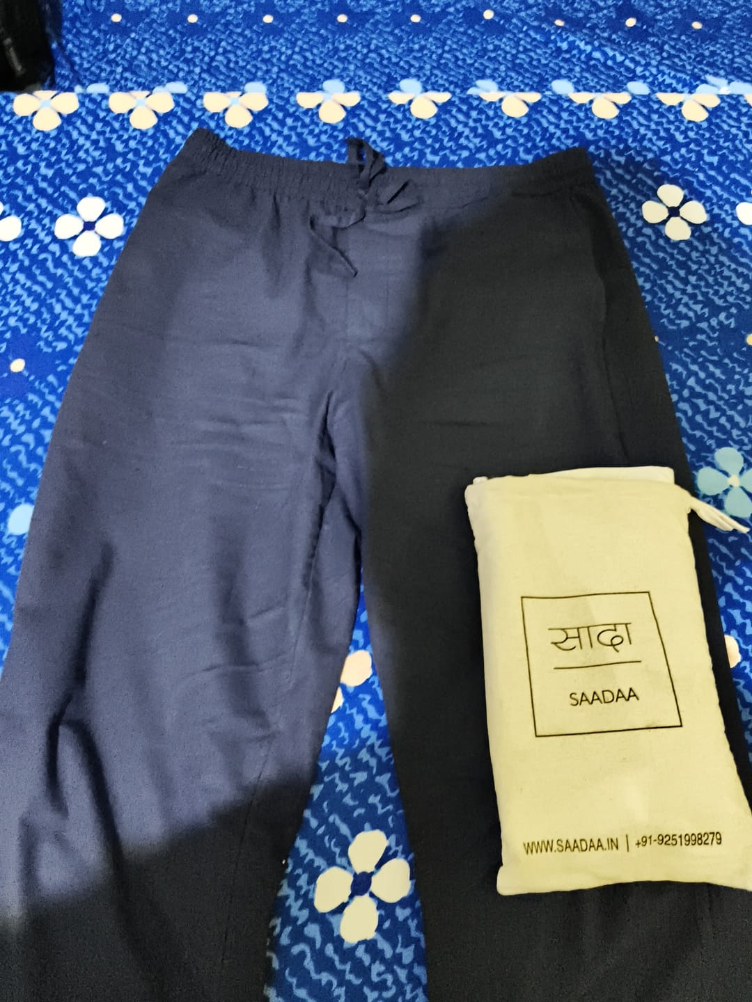 Customer photo review of Men Navy Blue Cotton Pant