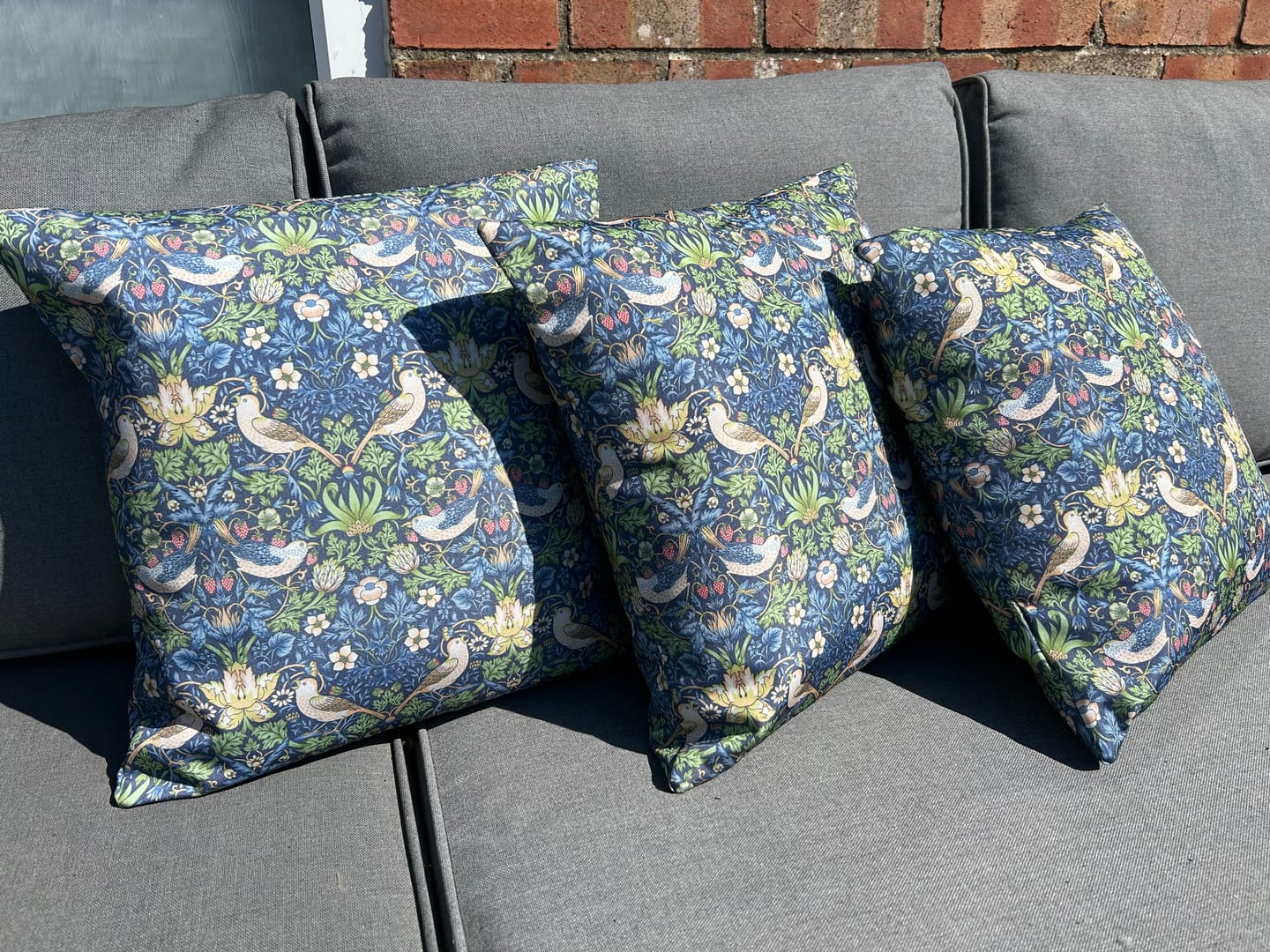 Customer photo review of William Morris Garden Birds Water Resistant Fabric