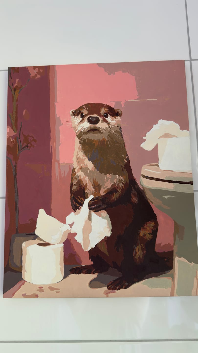 Customer photo review of Malen nach Zahlen - Otter auf der Toilette