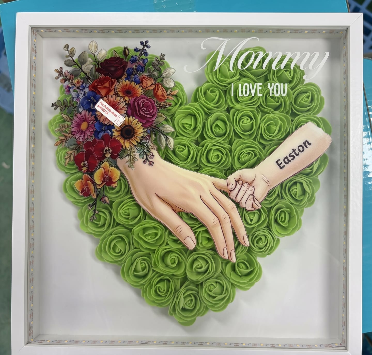 Customer photo review of Personalized Mom Holding Hands Shadow Box-Mother's Day Flower Frame