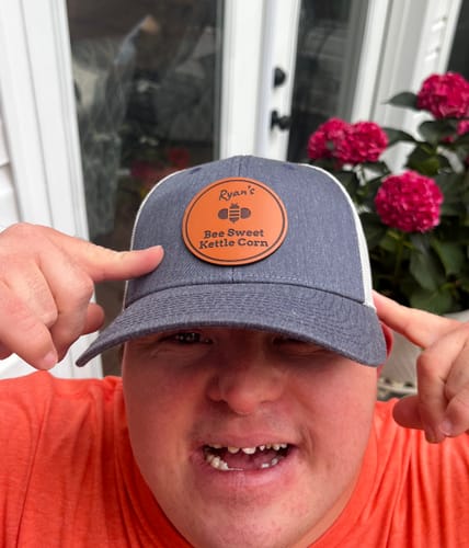 Customer photo review of Premium Custom Leather Patch Hats (Wholesale)