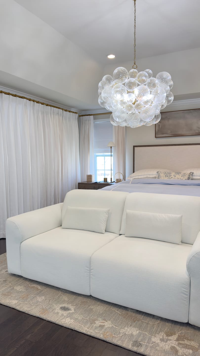 Customer photo review of Brass Cluster Ribbed Glass Globe Bubble Chandelier