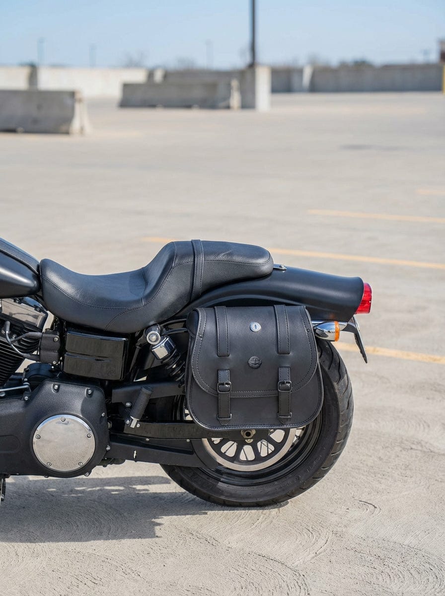 Customer photo review of 30L - Wraith Large Quick-Mount Shock Cutout Leather Saddlebags For Harley Dyna Fat Bob FXDF/SE