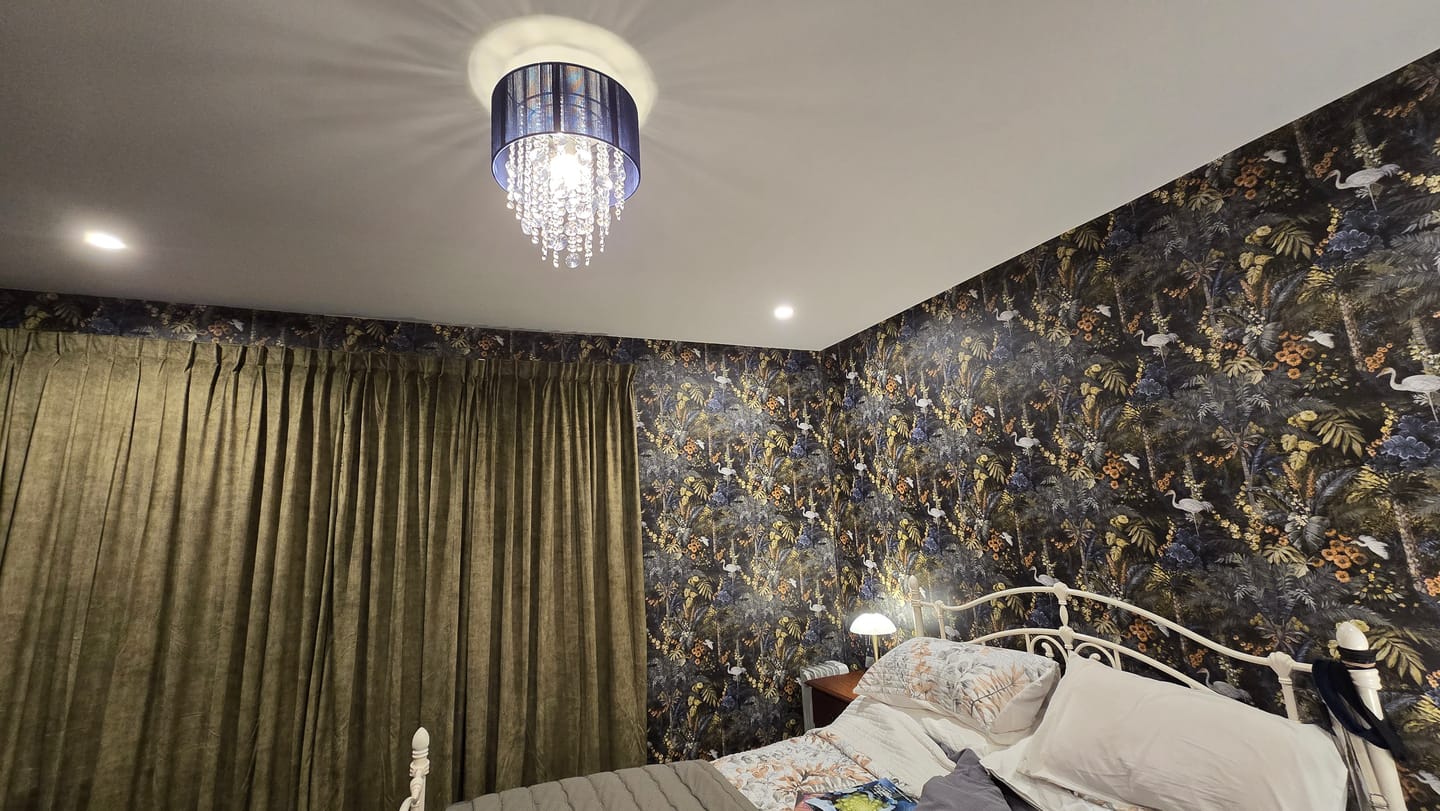 Customer photo review of Masoala Tropical Crane Wallpaper - Navy - Last 90 Rolls