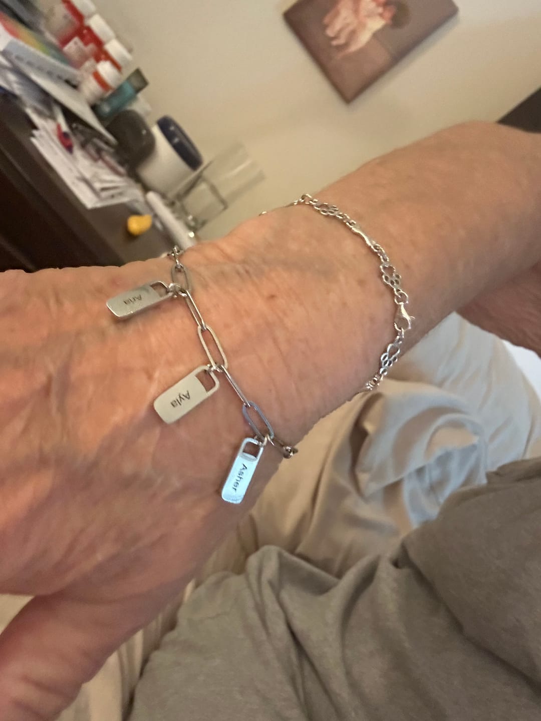 Customer photo review of Personalized Chain Link Bracelet with Custom Name Charms