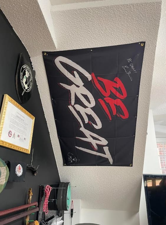 Customer photo review of RED BE GREAT GYM FLAG