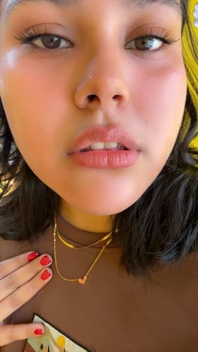 Customer photo review of Layered Heart and Love Necklace