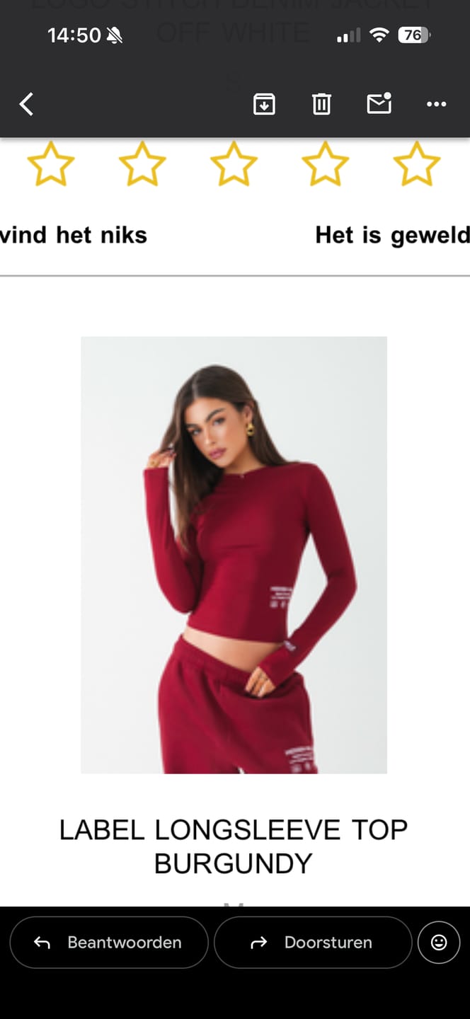 Customer photo review of LABEL LONGSLEEVE TOP BURGUNDY