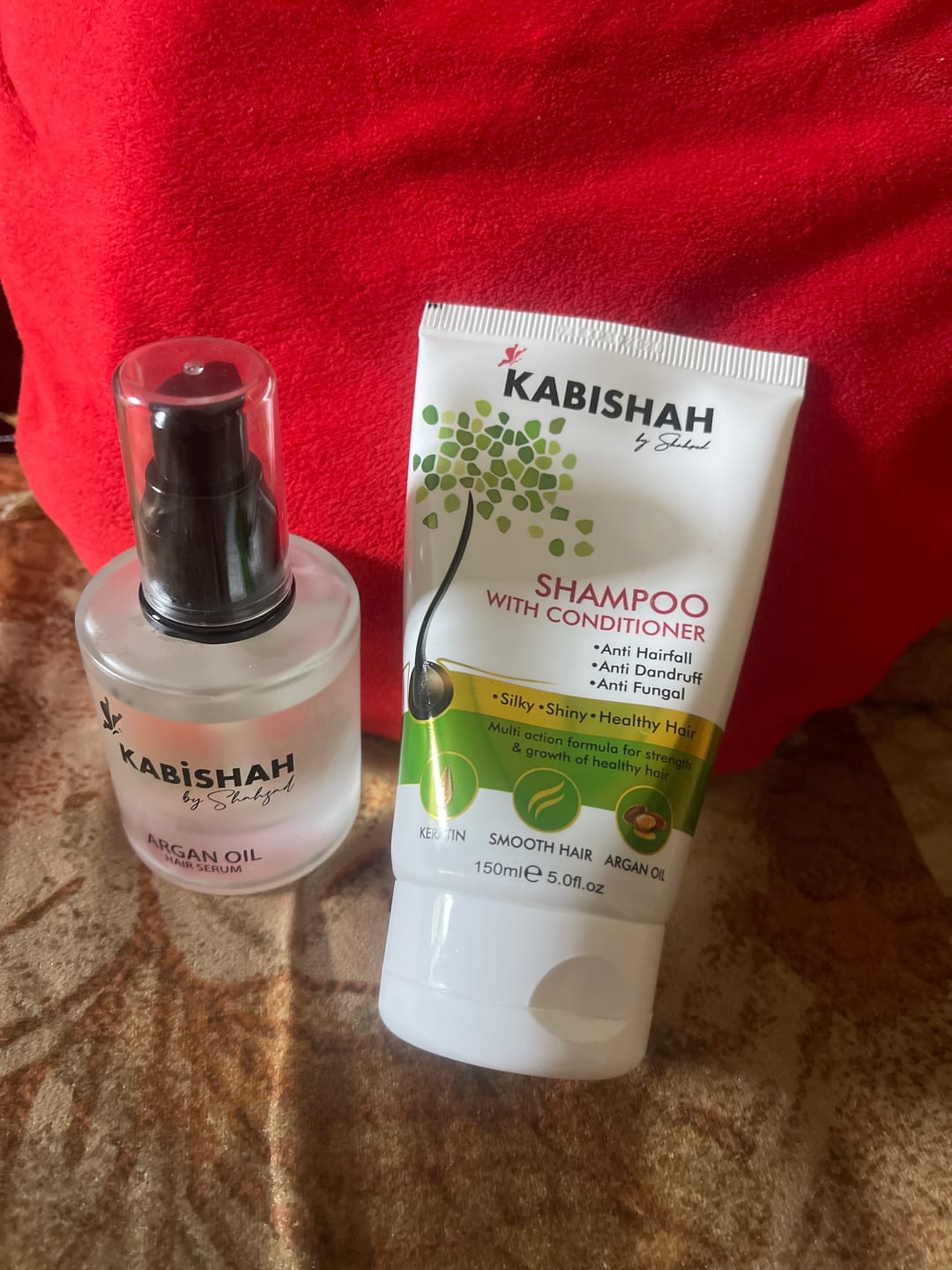 Customer photo review of Hair Care Bundle: Argan Oil Hair Serum + Shampoo