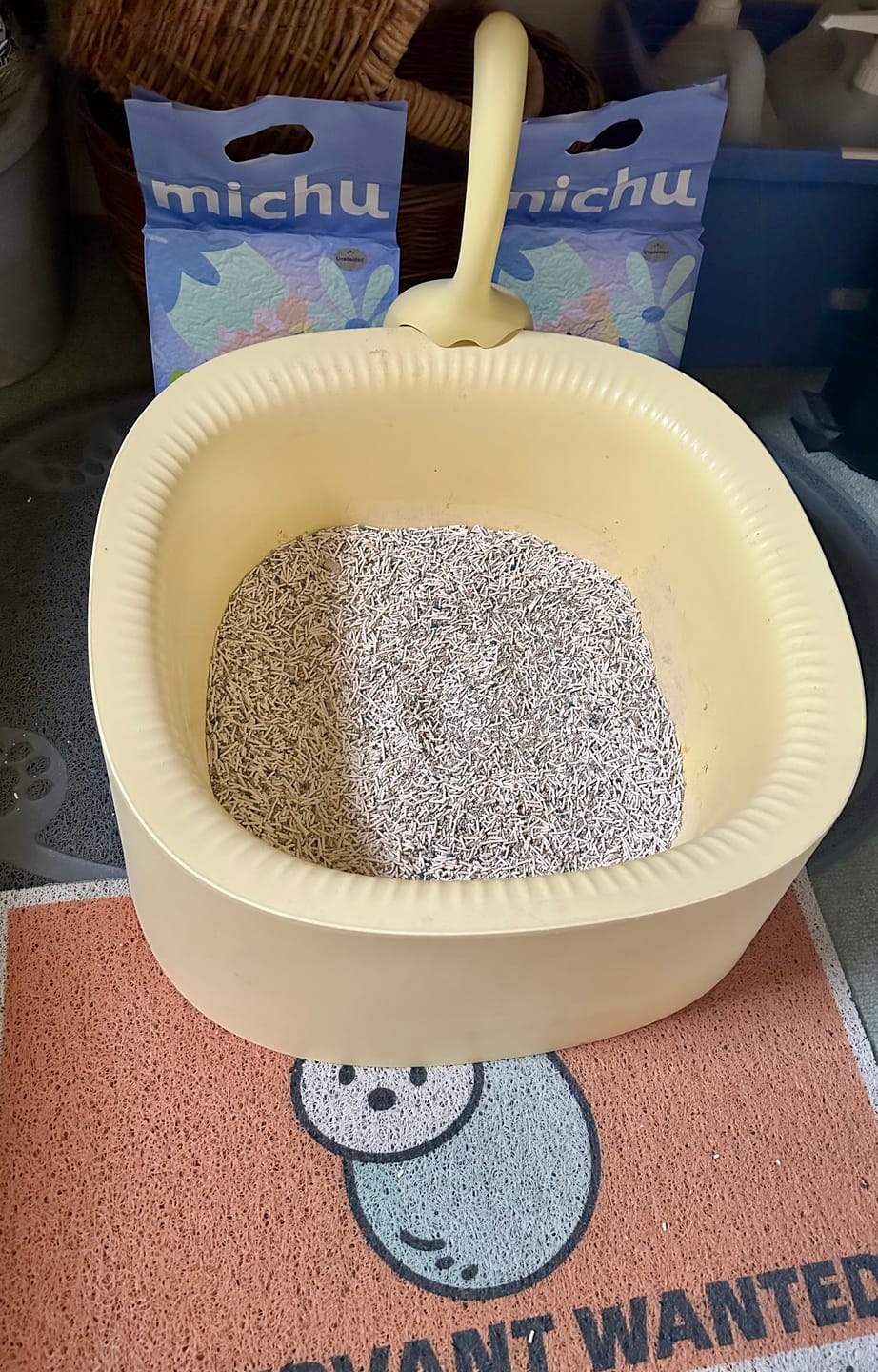 Customer photo review of Michu Mixed Tofu Cat Litter Lite 6L – Flushable, Eco-Friendly & Odour Control
