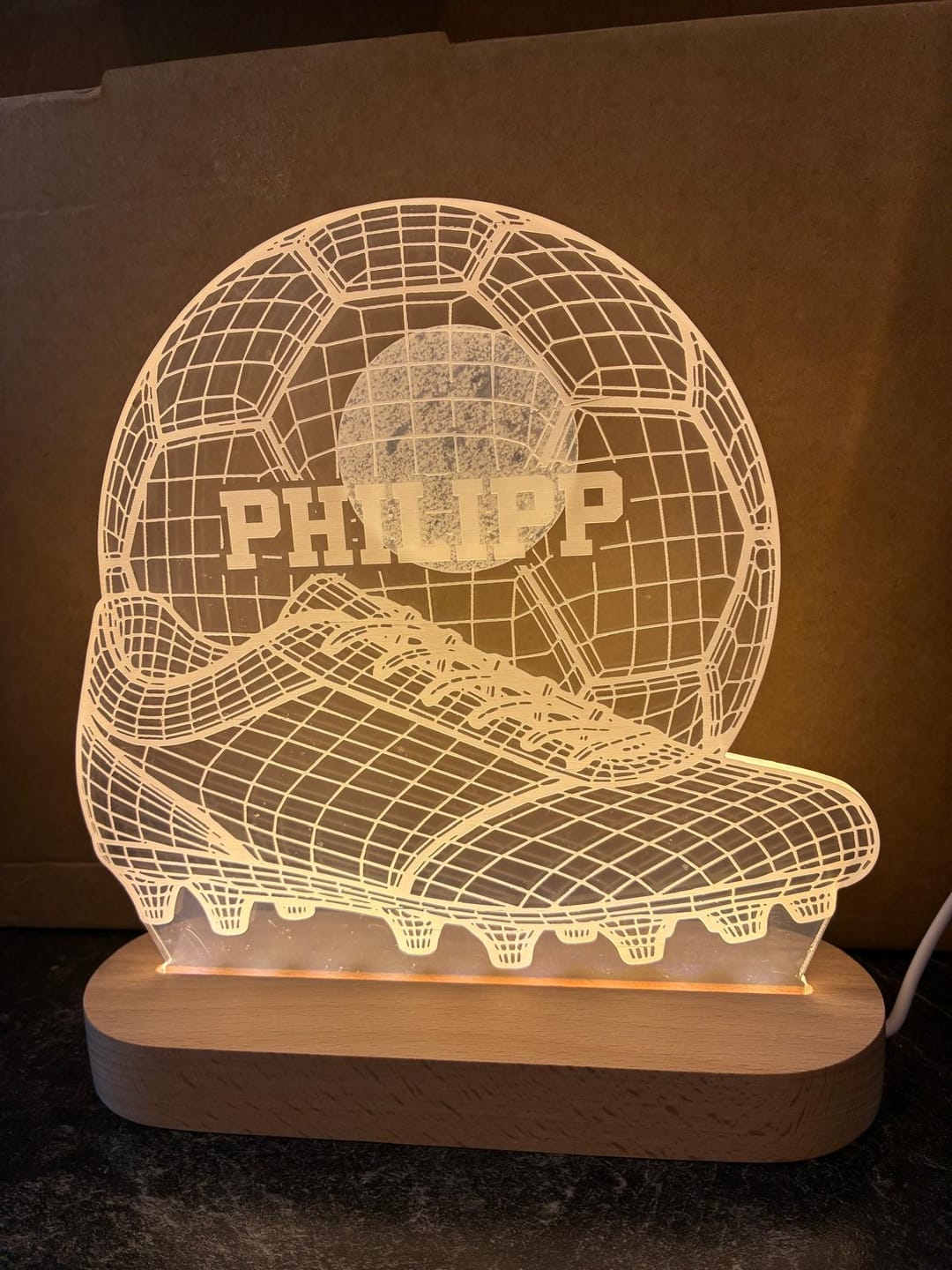 Customer photo review of 3D Fußball mit Fußballschuh Lampe