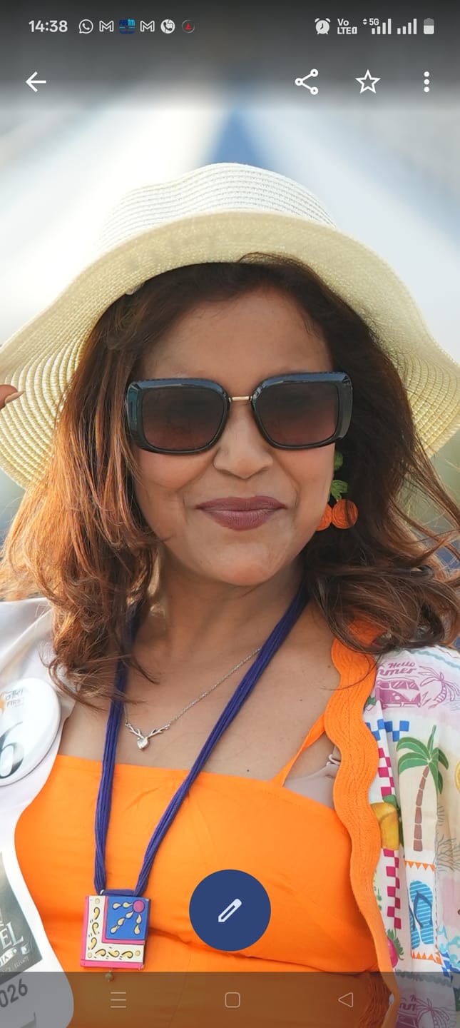 Customer photo review of Handcrafted Thread Earrings – Orange Design for Women