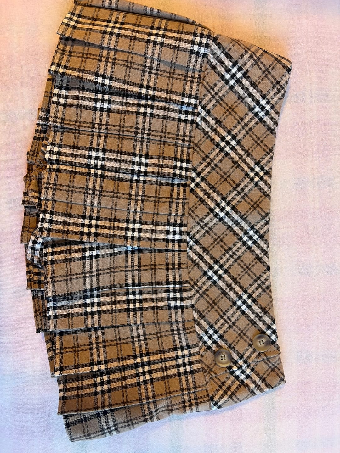 Customer photo review of Girly Plaid Pleated Mini Skirt (Khaki)