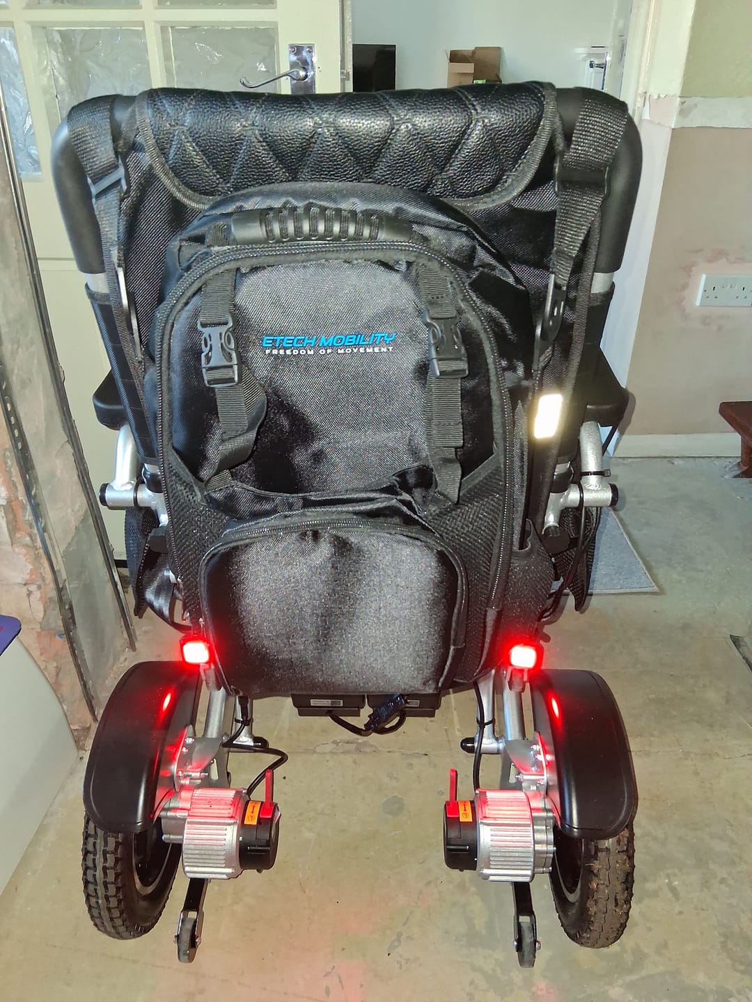Customer photo review of Etech Mobility Wheelchair Backpack – Lightweight, Durable Storage Bag for Electric & Manual Wheelchairs