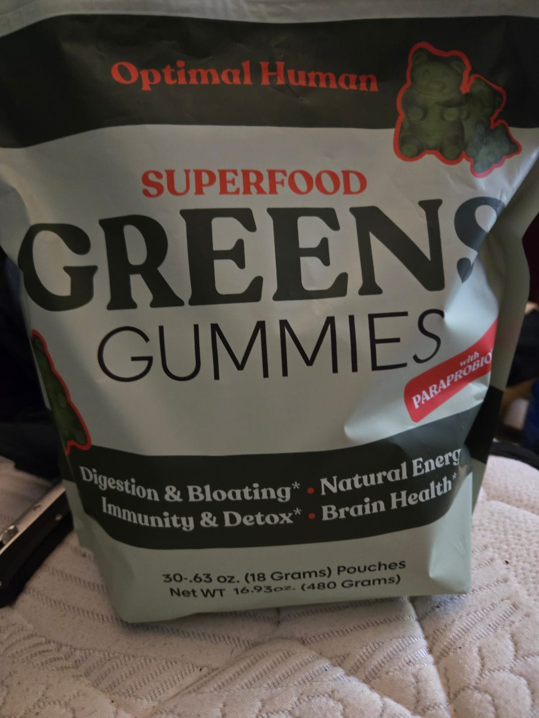 Customer photo review of Optimal Human - Superfood Greens Gummies