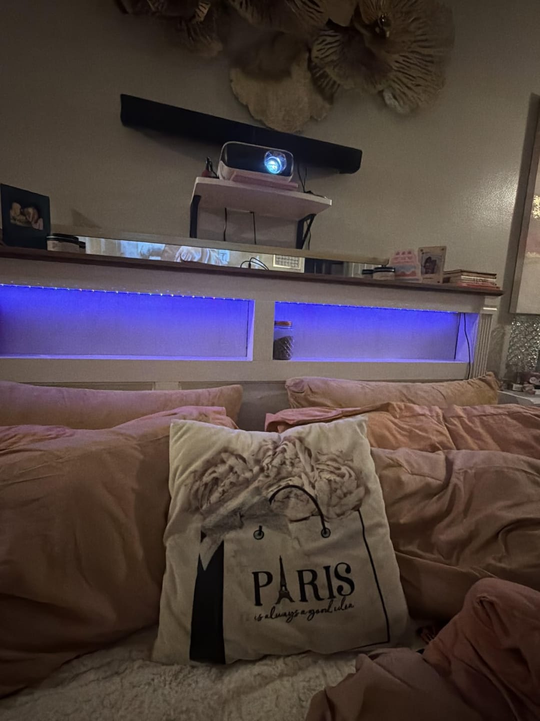 Customer photo review of Roman Column Framed Storage Bed