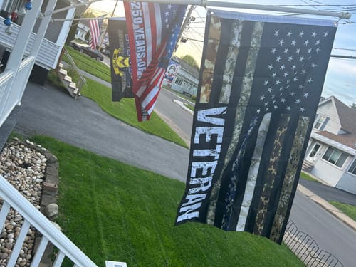 Customer photo review of USA Veteran Flag - Military Branches Stripes Flag