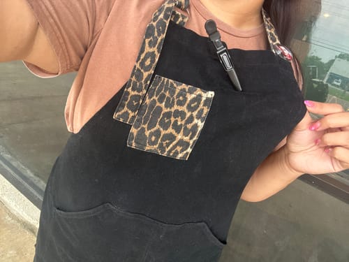 Customer photo review of Leopard Two Tone Apron