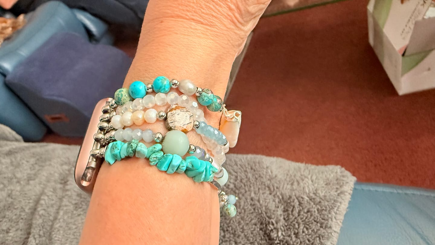 Customer photo review of Turquoise Tide Stretch Apple Watch Strap