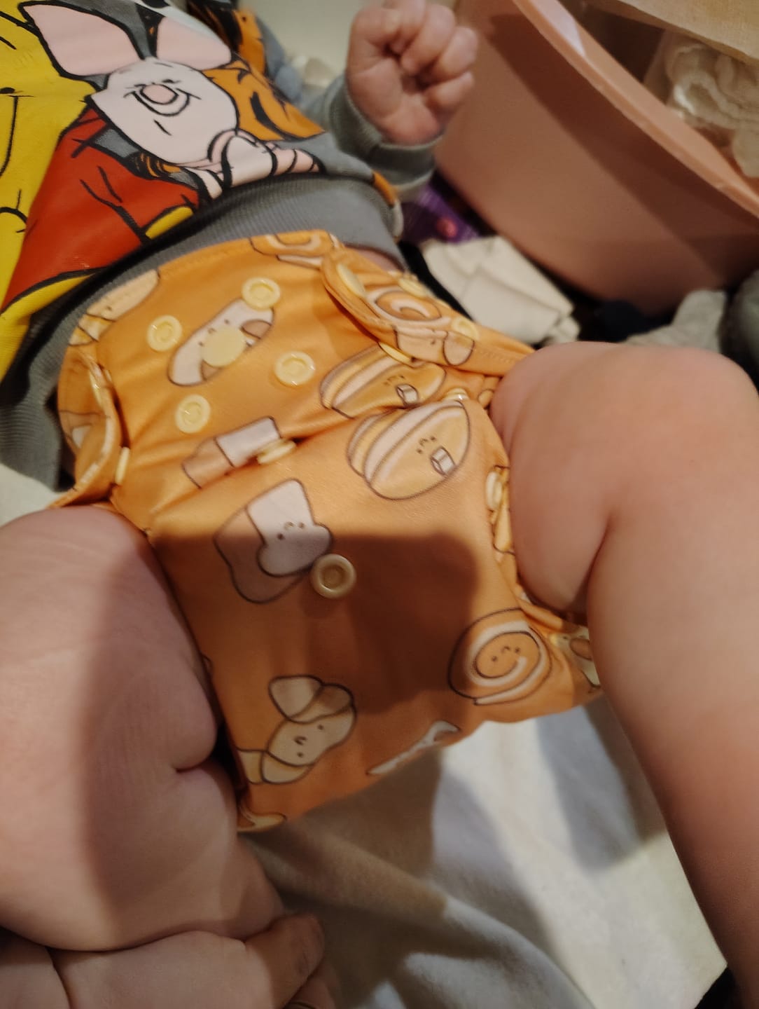 Customer photo review of Food: Essentials Pocket Cloth Diaper with Athletic Wicking Jersey, Grows with your Baby