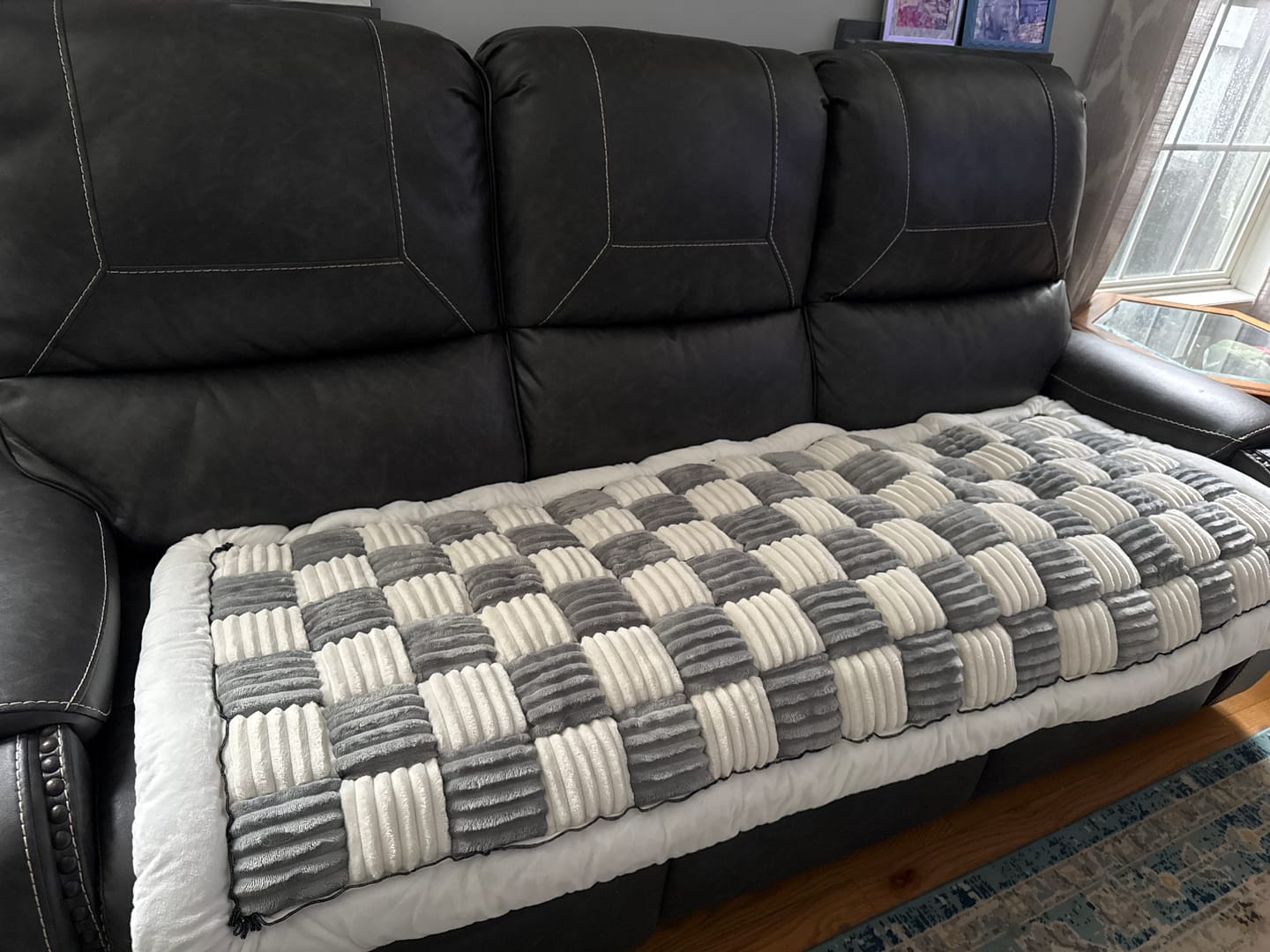 Customer photo review of NEW 2-in-1 Furniture Protector & Dog Bed Couch Cover with Thick Orthopedic Padding, Non-Slip Grip, Scratch-Resistant Surface & Machine-Washable Fabric