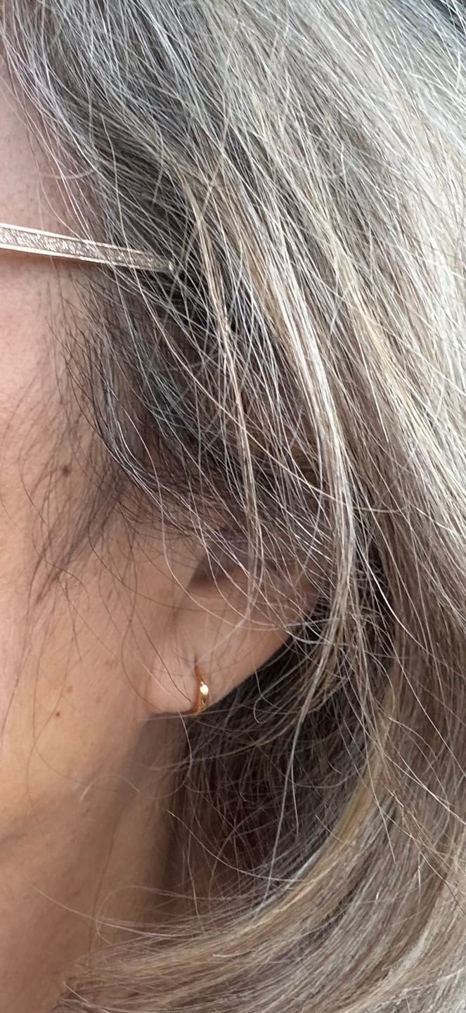 Customer photo review of Ash Micro Huggie Hoop Earrings