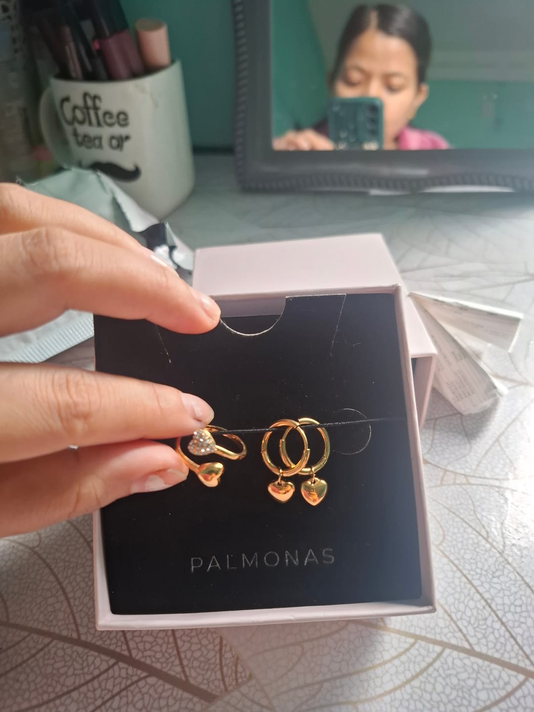 Customer photo review of Gold Stone Studded Heart Shaped Ring