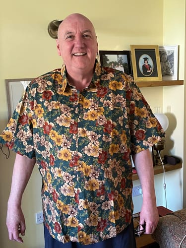 Customer photo review of Men's Vintage Botanical Print Resort Breathable Short Sleeve Cotton Shirt