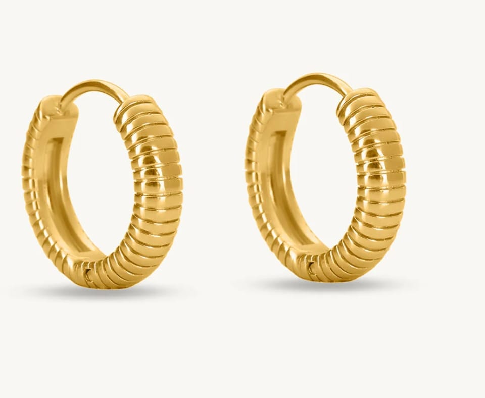 Customer photo review of Solitaire Drop Hoop Earrings