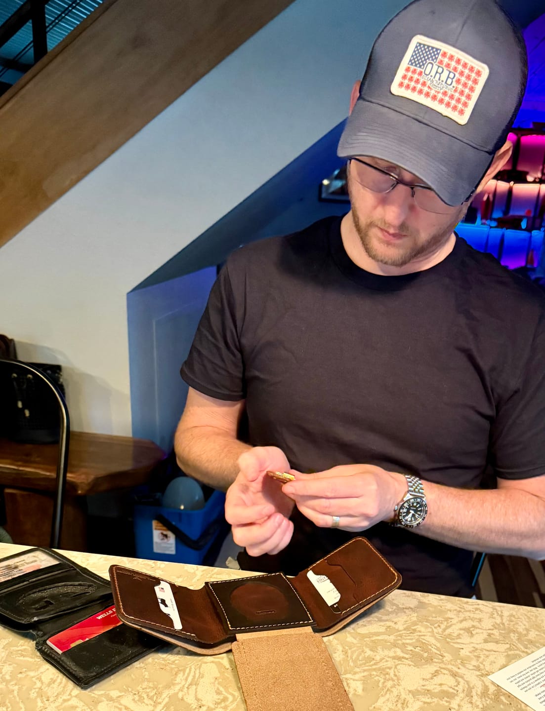 Customer photo review of Badge Trifold Wallet